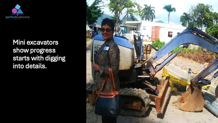 Mini excavator on a worksite representing detailed, hands-on progress in event planning.
